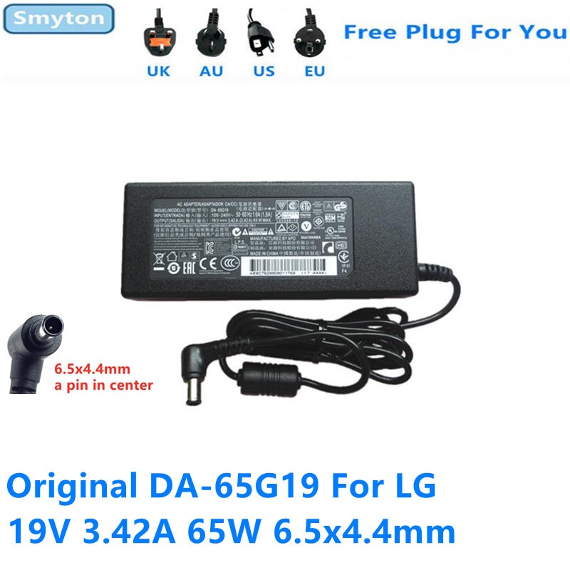 Original DA-65G19 65W AC Adapter Charger สําหรับ LG 19V 3.42A R400 R410 M2280D M2380DF LITEON PA-165