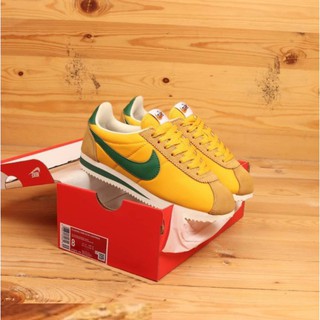 ♛❂◈Nike Cortez Nylon Oregon สีเหลืองสีเขียวรองเท้าผู้ชายและผู้หญิง 876873-700