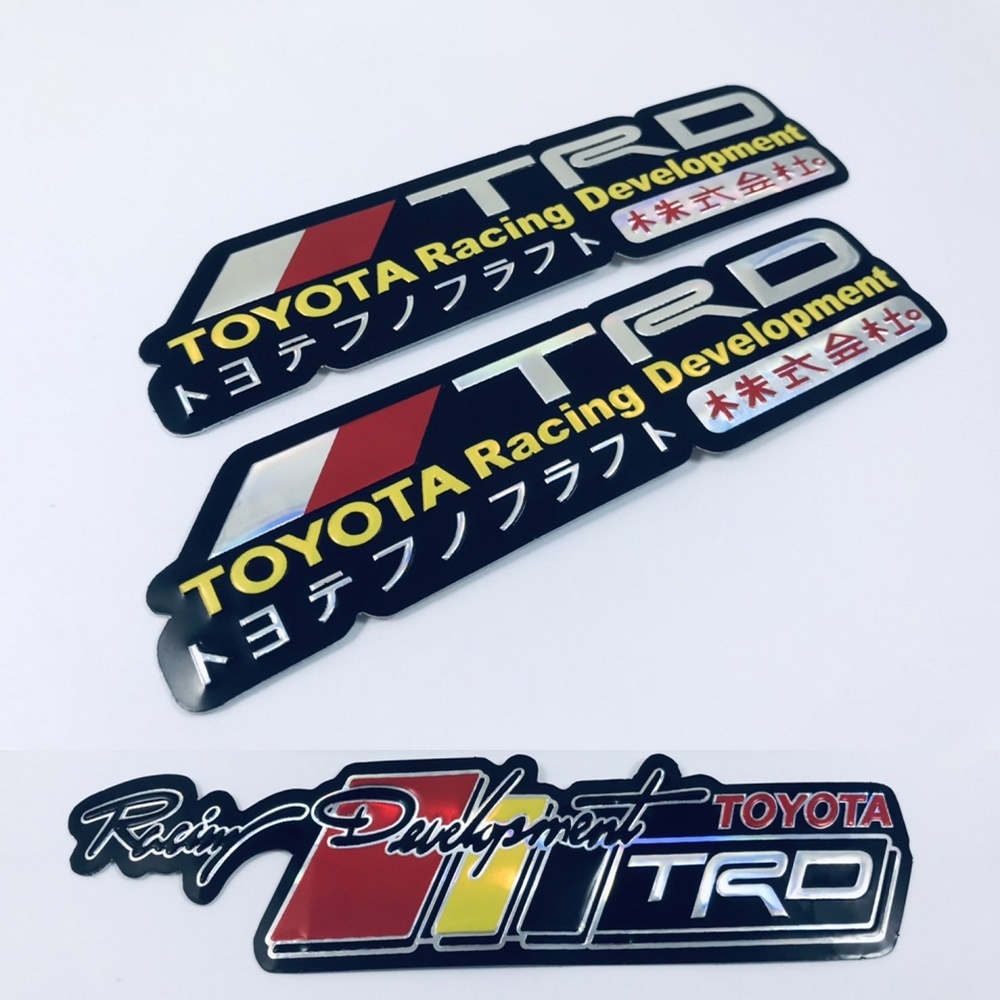 สติ๊กเกอร์ TRD Toyota Racing Japan สติกเกอร์ 4ชิ้น 3D ตัวนูน แต่งรถ ติดรถ ติดกระจก รถยนต์ Vios Yaris Vigo Revo Fortuner
