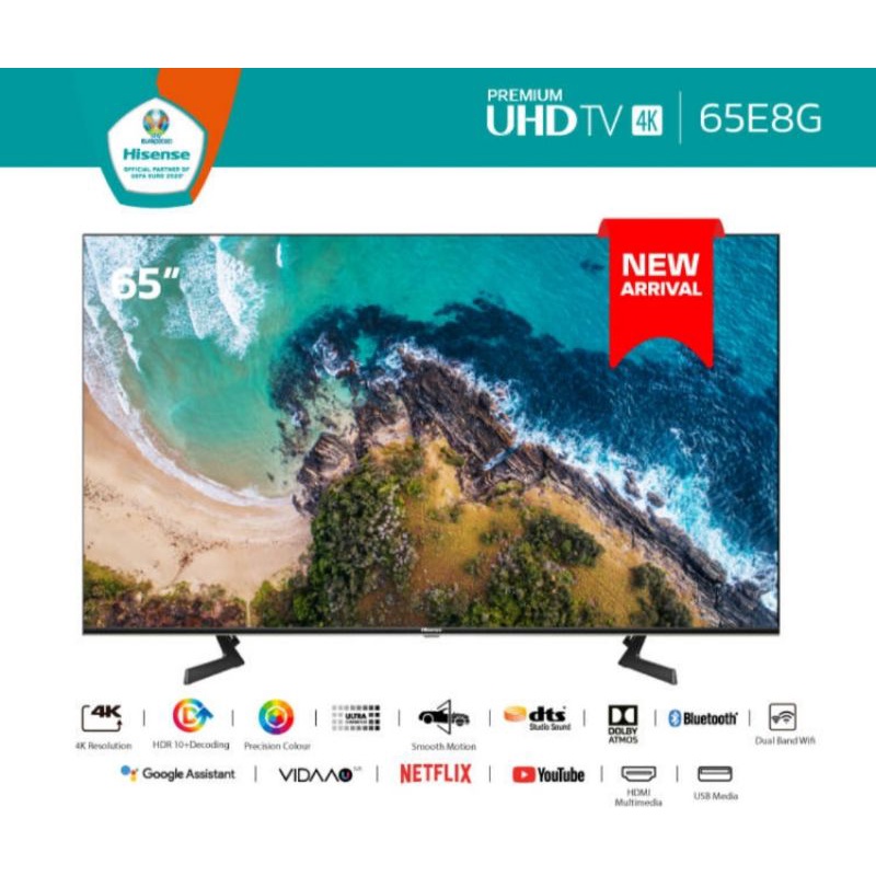 [NEW 2021 ]Hisense 65E8G 4K Premium UHD/VIDAA  Smart TV-ยูทูป