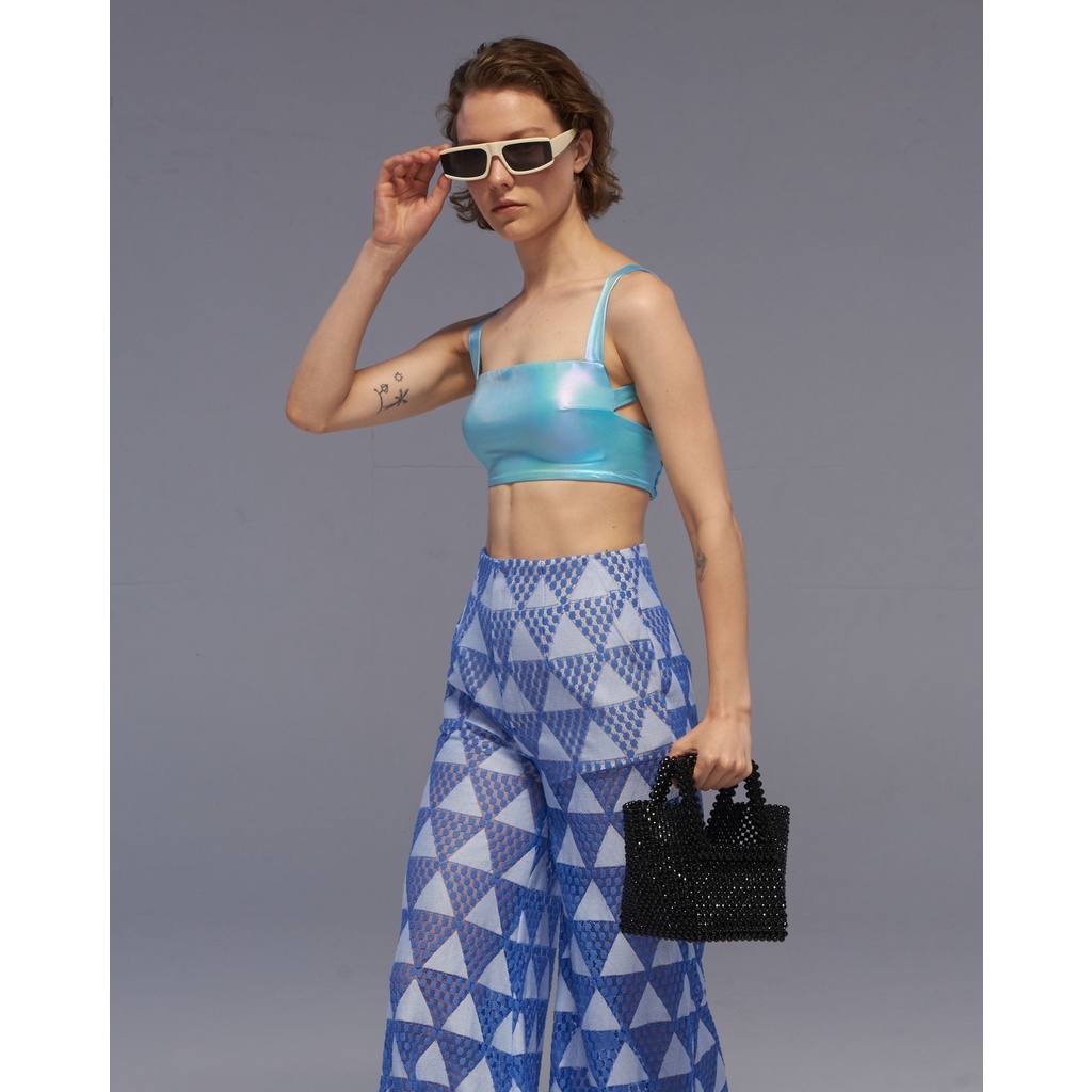 The SRT X7 Holographic Crop Top Bra (TBL105) เสื้อครอปสายเดี่ยวทรงบรา ผ้ายืด สีโฮโลแกรม — صورة 5