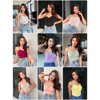 ✨พร้อมส่ง🌈 เสื้อ V Crop cross ใส่แล้วน่ารักมาก!! มาก ผ้ายืดฟรุ้งฟริ้ง วิบๆๆวับๆๆ ตัดสี น่ารักๆๆๆสุดๆๆ