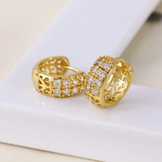 ต่างหู 9K Gold Filled ต่างหูห่วงประดับเพชร CZ