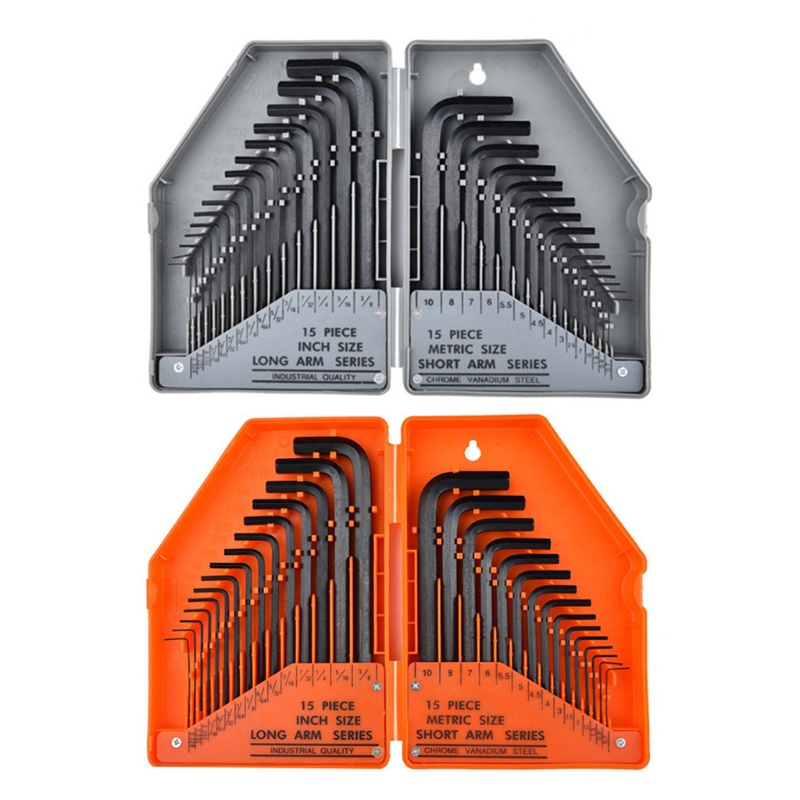 Okee Allen สําหรับชุดกุญแจ 30 ชิ้น Hex สําหรับชุดกุญแจเมตริก Imperial L-Keys ประแจหกเหลี่ยม