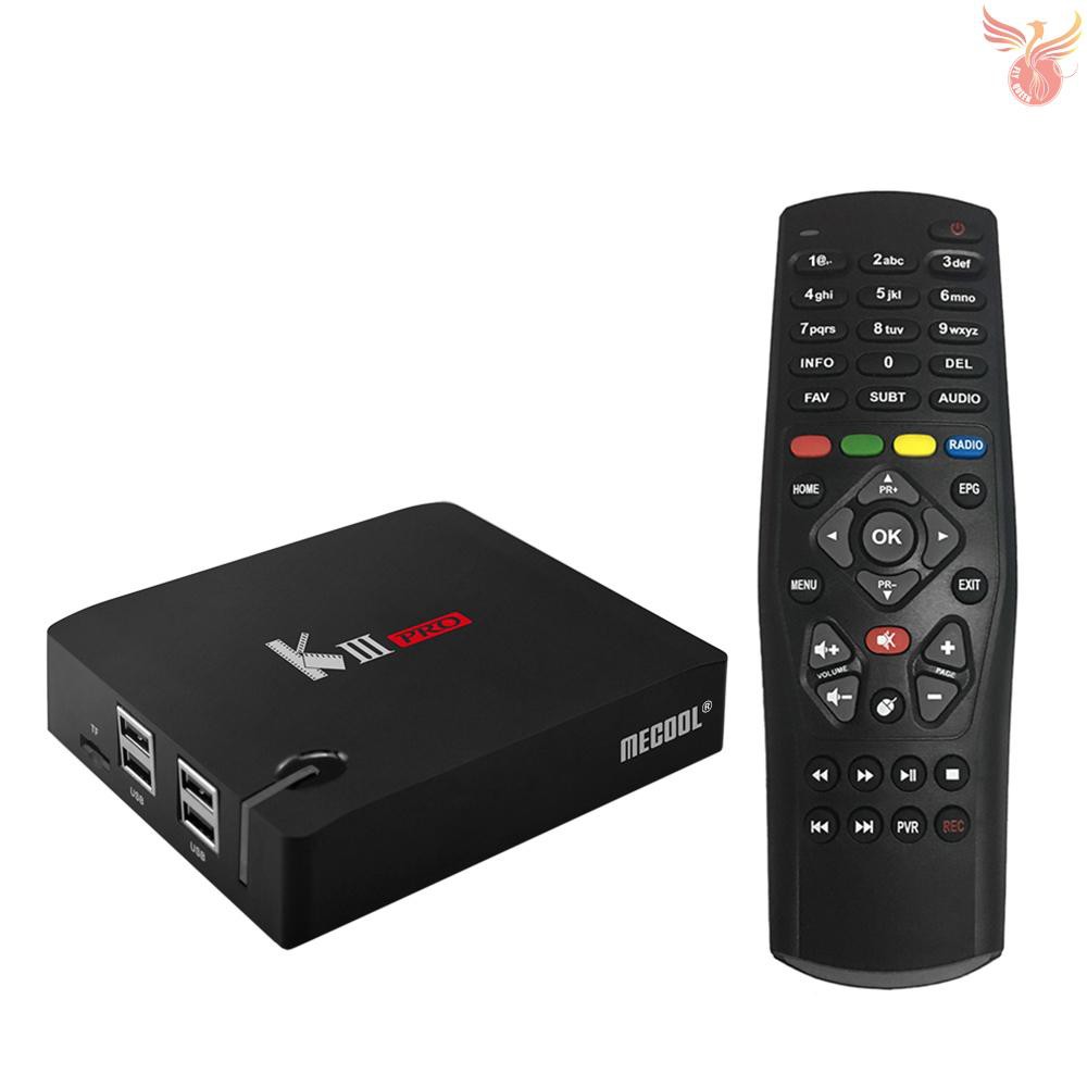 Miraculous particle bring the action MECOOL KIII PRO Android TV BOX + DVB-S2 & DVB-T2 & DVB-C Android 7.1  Amlogic S912 Octa-core 3GB / 16GB 4K H.265 VP9 Mini PC 2.4G & 5.0G Dual  Band WiFi 1000M
