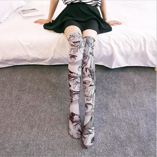 Anime Cosplay Printed Stockings Lolita Gothic Velvet Overknee Tights Socks Women Girls Socks Long Knee Stockings Sexy Costum