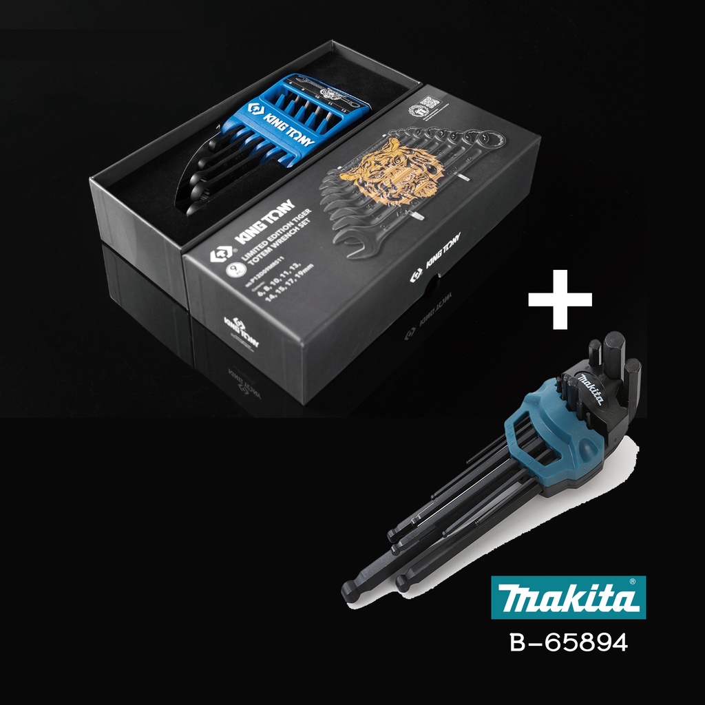 Makita X Kingtony  (ชุดหกเหลี่ยม รุ่นDWMT19261-0  จำนวน9 ชิ้น  และ  ชุดประแจแหวนข้าง-ปากตาย รุ่น Lim