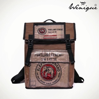 Backpack กระเป๋าเป้สะพายหลัง ช้างแดงพื้นส้ม รุ่น Premium ขนาด 32*59*18 ซม.(A019)