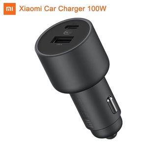 ของแท้ Xiaomi 100W ที่ชาร์จในรถ Dual USB ชาร์จเร็ว Mi ที่ชาร์จในรถ USB-A USB-C ไฟ LED เอาต์พุตคู่ พร้อมสาย 5A