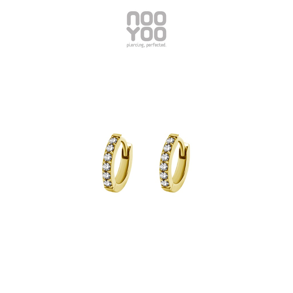 NooYoo ต่างหูสำหรับผิวแพ้ง่าย Huggie Hoop 1 Row CZ