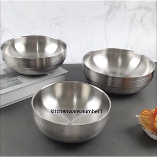 KITCHENWARE_NUMBER1 ชามราเมงเนื้อหนา2ชั้น จับไม่ร้อนมือเกรดพรีเมี่ยม  เนื้อสแตนเลสแท้เกรด304 ผิวด้าน (ราคาต่อชิ้น)