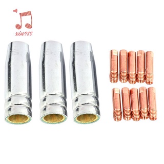 13Pcs CO2 Mig Welding Torch Aircooled MB 15AK Contact Tip Holder Gas Nozzle 0.8mm Welder Shield Shroud Nozzle Tip Kit