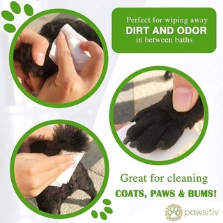 Pawsitiv pet grooming wipes ผ้าเปียกเช็ดทำความสะอาดสำหรับสัตว์เลี้ยง ผ้าเช็ดสัตว์เลี้ยง แผ่นเช็ดทำความสะอาดสัตว์เลี้ยง