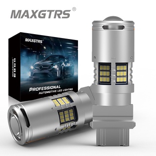 Maxgtrs หลอดไฟ LED 3157 P27 5W P27 7 3156 P27W T25 สีขาวอําพัน สีแดง สําหรับไฟเดย์ไลท์ DRL Jeep Grand Cherokee 2 ชิ้น