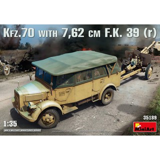 โมเดลรถขนปืนใหญ่ MiniArt 1/35 MI35189 Kfz.70 with 7,62 cm F.K. 39 (r)