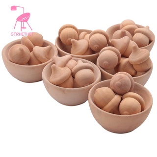 Unfinished Wooden Wooden Acorn Natural Wood Counting and Sorting DéCor Handicraft Kit DIY for Painting,Art Projects