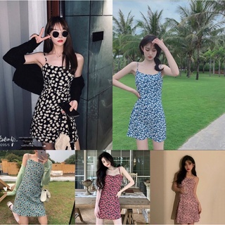 VeryCoolGirl ขายส่ง🌟 2022ใหม่กระโปรงแขวนฤดูร้อน A-line off-the-shoulder เดรสดอกไม้ริมทะเลกระโปรงมินิกระโปรง