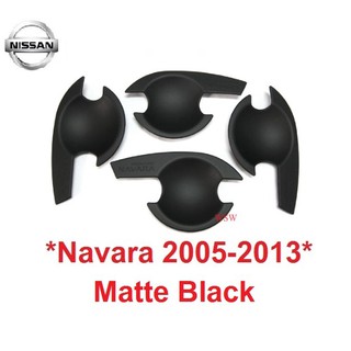 เบ้ากันรอย,เบ้ารองมือเปิด Nissan Navara D40 2005-2013 (เก่า)สีดำด้าน รถกระบะ นิสสัน นาวาร่า เบ้ามือจับประตู