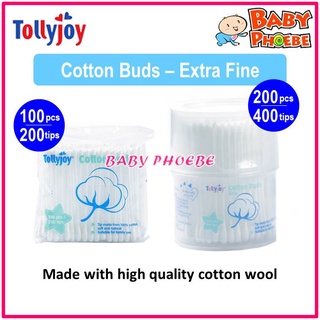 Tollyjoy สําลีก้าน แบบบางพิเศษ 200 ทิป / 400 ทิป (1 ชิ้น) สําหรับเด็กทารก