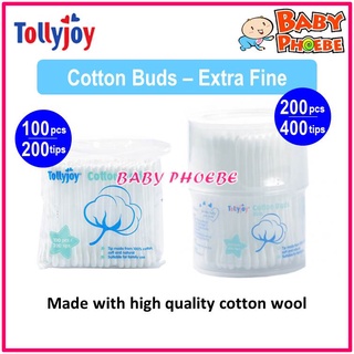 Tollyjoy สําลีก้าน แบบบางพิเศษ 200 ทิป / 400 ทิป (1 ชิ้น) สําหรับเด็กทารก