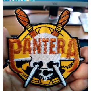 อาร์มรีดเสื้อ ตัวรีด ตัวปัก งาน DIY * PANTERA * ขนาด 7.5 X 8 เซนติเมตร