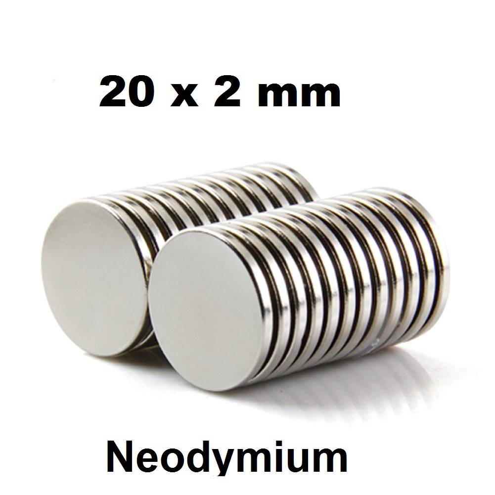 Super Neodymium Magnet N52 เหรียญกระบอกกลม NdFeB 20 x 2 มม. (1 ชิ้น)