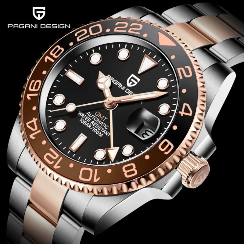 🇹🇭มสต็อกในประเทศไทย🇹🇭Pagani Design 1662 RootBeer Automatic fully functional GMT watch, Sapphire crystal, 100m waterproof