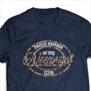 ผ้าฝ้ายแท้ คอลูกเรือเสื้อยืดลําลอง ผ้าฝ้าย แขนสั้น พิมพ์ลาย Proud Member Of The Vaccinated Club แฟชั่นฤดูร้อน สําหรับผู้