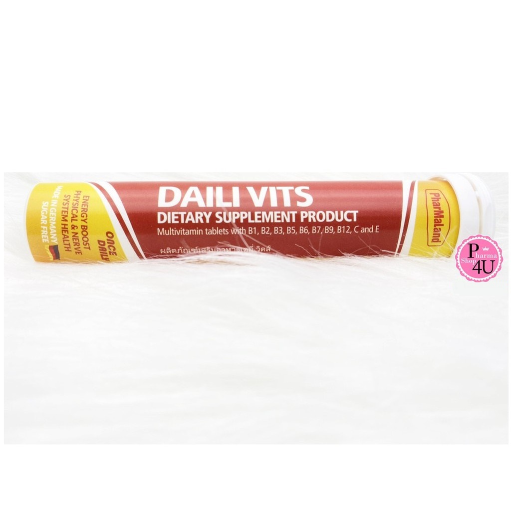 Pharmaland DAILI VITS (EFFERVESCENT TABLETS) ผลิตภัณฑ์เสริมอาหาร เดลี่ วิตส์ ชนิดเม็ดฟู่ 20เม็ด DAIL