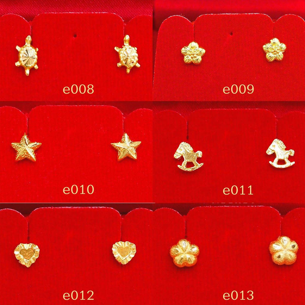 SET-2 e🌺ต่างหูทอง หุ้มทอง💯% 🌺 แป้นเจาะ เซตแป้นเจาะ (หุ้มทองแท้ เกรดหนาพิเศษ มาตรฐานส่งออก) Pikunthong