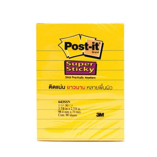 ซุปเปอร์สติ๊กเกอร์โน้ต4x3"มีเส้น สีเหลือง โพสต์-อิท 643SS Super Sticky Note, 4x3 "with yellow lines, Post-It 643SS