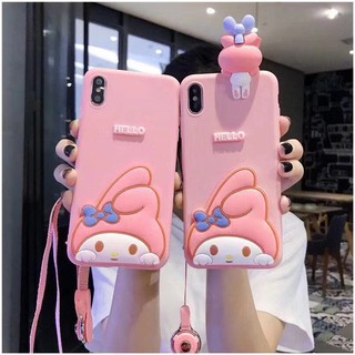 เคสโทรศัพท์มือถือแบบนิ่ม ลายเมโลดี้ 3D พร้อมสายคล้อง สําหรับ Oppo F11 F9 Pro F7 A12 A5S A95 A74 A54 Reno 2F 7Z 6Z A5 A9 2020