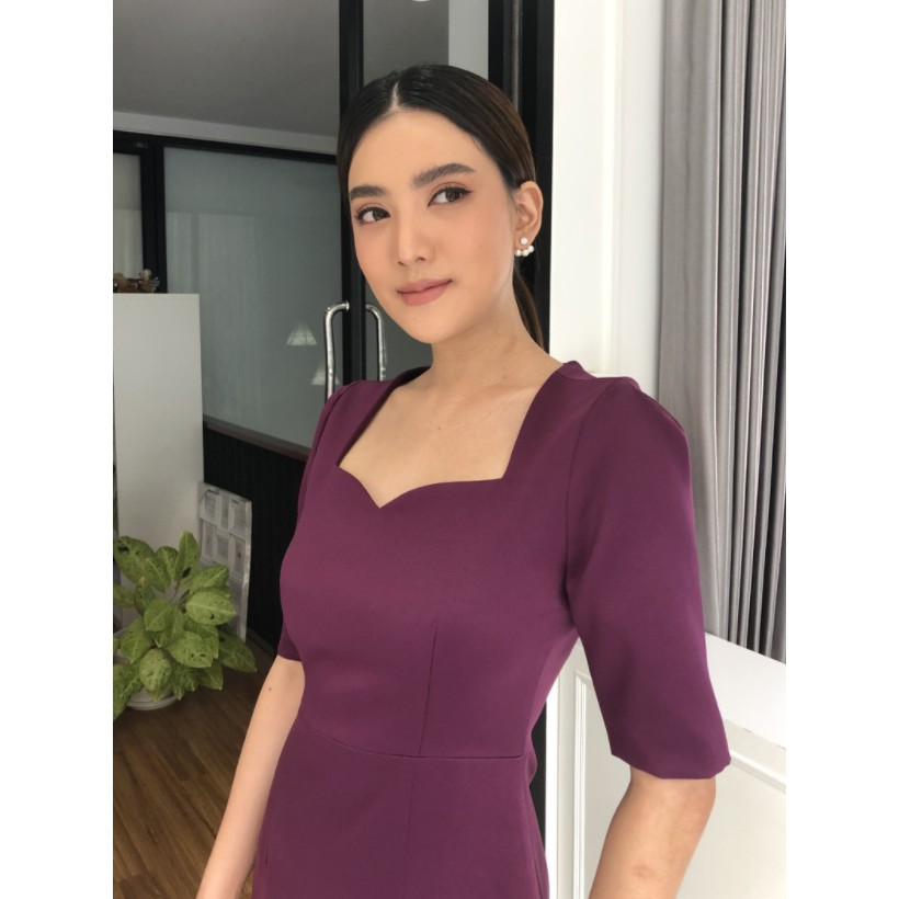 เดรส Mini Heart ไหมพรีเมี่ยมดัชเชส คอหัวใจ สวยหวาน VEERA_HOF