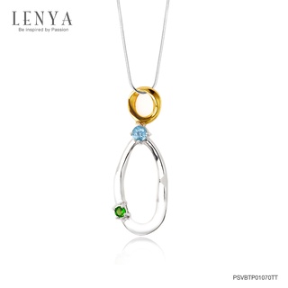 LenYA จี้ดีไซน์เก๋ประดับพลอยบลูโทปาซ (Blue Topaz) และพลอยโครมไดออฟไซด์ (Chrome Diopside) ตัวเรือนเงินแท้ชุบสีแบบทูโทน