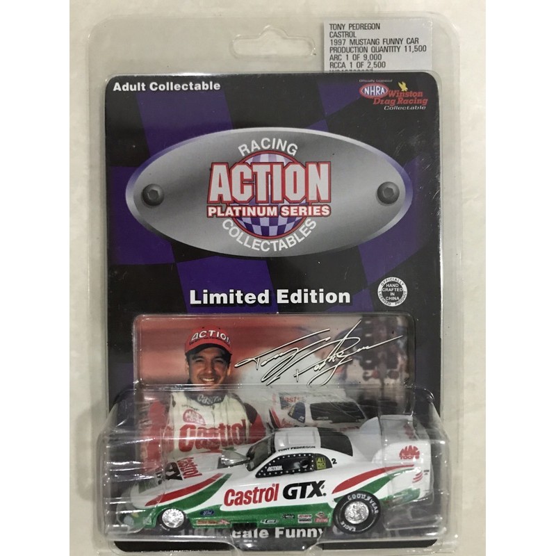 รถเหล็ก DIE-CAST Action Racing ® 1:64 DRAG NHRA Tony Pedregon 1997 Mustang Funny Car