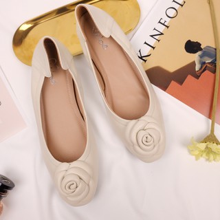 WOO Dahlia Lambskin Ballet Flats สีขาว Marshmallow
