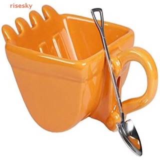 [risesky] แก้วกาแฟ ทรงบักเก็ต ลายรถขุดตลก ขนาด 330 มล. สําหรับของขวัญ