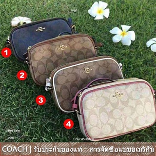 us นำเข้า⭐️ Coach 77996 กระเป๋าสะพายข้าง ลาย Signature Canvas /ผู้หญิง/ สลิง /กระเป๋ากล้อง/