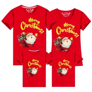 2022 Lunar New Year Family T-shirt Couple Set, Santa Claus Print Pattern Christmas Family T-shirt Crew Neck 471