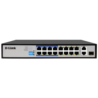 D-LINK (DES-F1018P-E) 18-Port PoE Switch with 16 PoE Ports (8 Long Reach 250m) and 2 Gigabit Uplink Ports