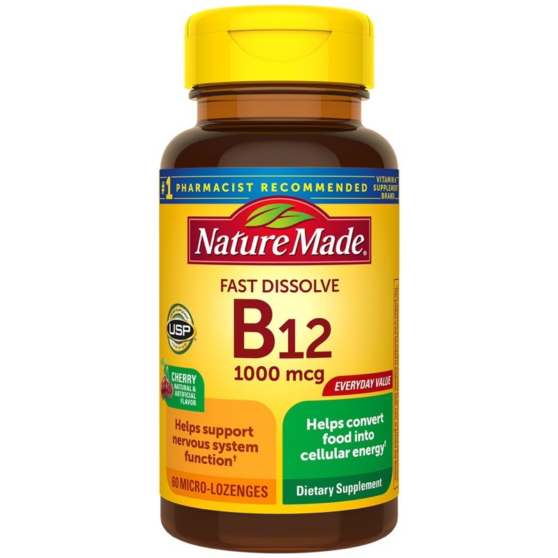 Vitamin B12 (1,000mcg) รส Cherry🍒 วิตามินบี12 Nature Made ของแท้นำเข้าจากอเมริกา🇺🇸