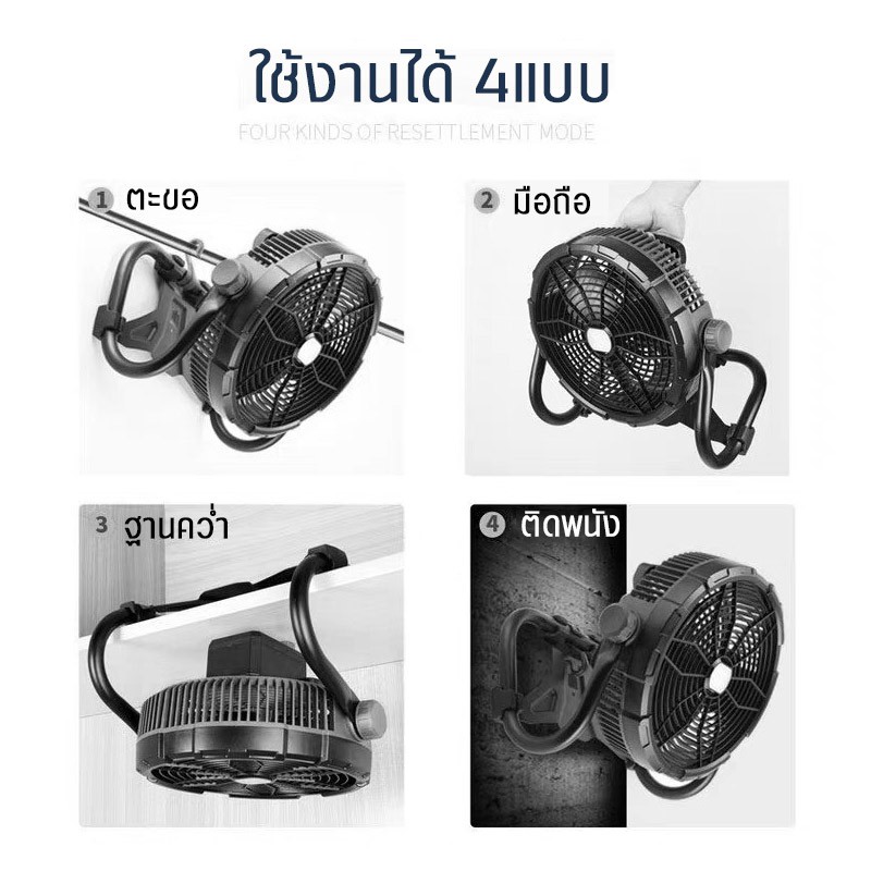 Neobee พัดลมชาร์จไฟพร้อมโคมไฟ X45 กันน้ำ ตั้งแคมป์ตกปลา โซล่าเซลล์ ลมแรงทนทาน 30000mAh USB TypeC - รูปที่ 3