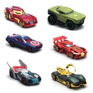 โมเดลรถยนต์ Avengers Iron Man Hulk Racing Cars ของเล่นสําหรับเด็กผู้ชาย และเด็กผู้หญิง จํานวน 6 ชิ้น ต่อชุด