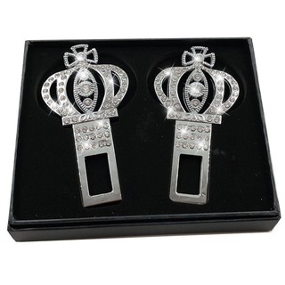 HISO-CAR VIP(1คู่) หัวเสียบเข็มขัด รุ่นเพชร2ด้าน เพื่อตัดเสียงเตือน ตัวหลอกเบลเพชร มงกุฎเพชร สีเงิน #213