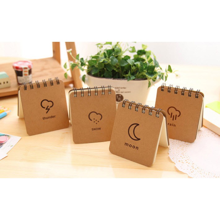 S0050 [ฤดูกาล] สมุดโน๊ตขนาดเล็ก กระดาษคราฟท์ แบบห่วงบน จดบันทึก แบบพกพา ขนาด 8.5*9.5 ซม.