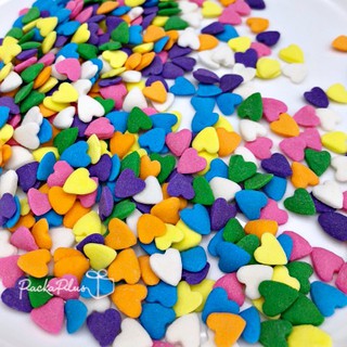 น้ำตาลตกแต่ง รูปหัวใจ มินิ Multicolor สี Matte น้ำตาลตกแต่งขนม เค้ก คัพเค้ก Sugar Sprinkles น่ารักสุดๆ แพค 50-100g