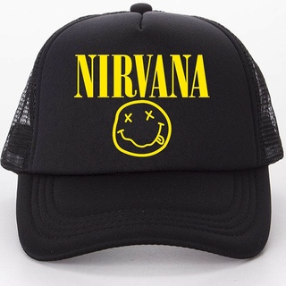 Nirvana หมวกเบสบอลหมวกตาข่ายสีดํา