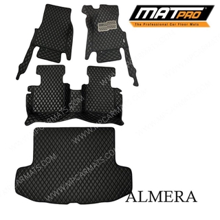 MatPro พรมปูพื้นเข้ารูป 5D 6D Premium Fitted Leather Car Mats สำหรับรถรุ่น  NISSAN ALMERA ปี 2020 เต็มคัน + ถาดท้าย