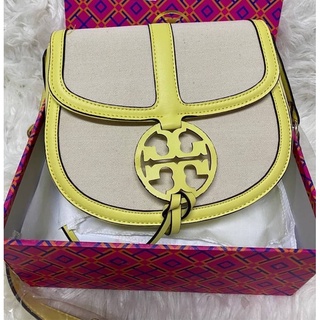 TORY BURCH MILLER CANVAS QUADRANT SADDLE BAG