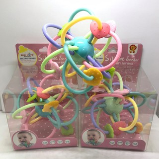 ยางกัดเด็ก Actixity Toy Ball เส้นสีพาสเทล Baby Home งานกล่อง สินค้ามี มอก.